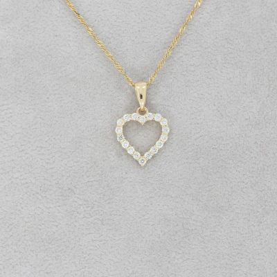 Sale! Wert 890 € Brillant Herz Anhänger (0,21 carat) in 585er 14 K Gelbgold - H1067