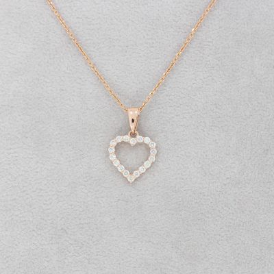 Sale! Wert 890 € Brillant Herz Anhänger (0,22 carat) in 585er 14 K Roségold - H1068