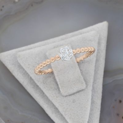 Wert 770 € Brillant Ring (0,10 carat) in 750er 18 K Roségold Größe 54 - H598