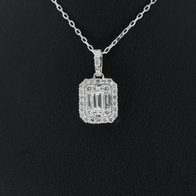 Sale ! Wert 3420 € Brillant Diamant Anhänger mit Kette in 750er 18 K Weißgold - H1272