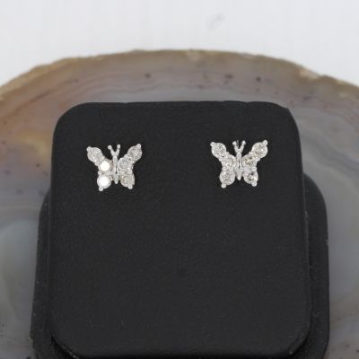 Sale! Wert 890 € Brillant Schmetterling Ohrringe in 750er 18 K Weißgold - H38