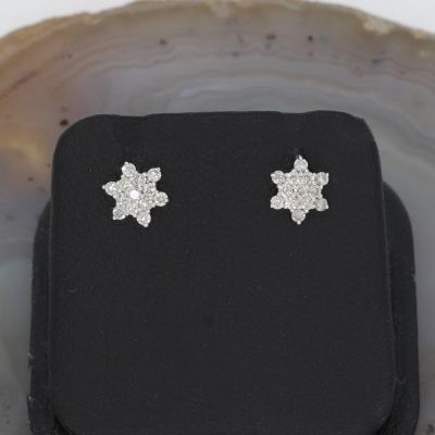 Wert 850 € Brillant Ohrringe Ohrstecker Stern (0,30 carat) in 750er 18 K Weißgold - H37