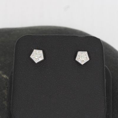Sale! Wert 690 € Solitär Brillant Ohrringe (0,10 carat) in 750er 18 K Weißgold - H43