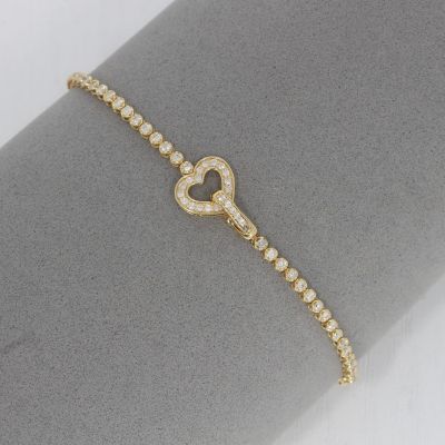 Wert 4990 € Brillant Herz Armband (1,00 carat) in 750er 18 K Gelbgold L.17,5 cm - H193