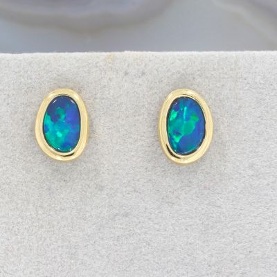 Wert 650 € Opal Ohrringe in 585er 14 K Gelbgold - 80856