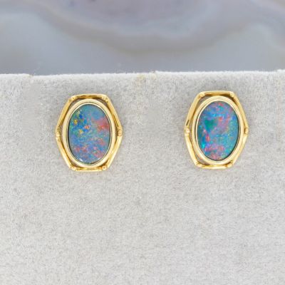 Wert 560 € Opal Ohrstecker 585er 14 K Gelbgold - 80935