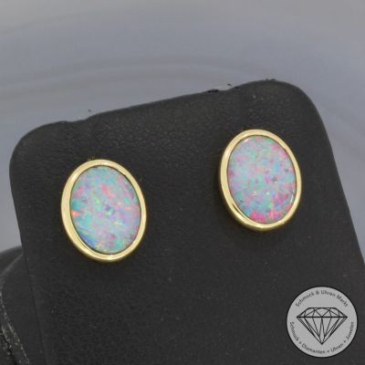 Wert 900 € Opal Ohrringe (2,40 carat) in 585er 14 K Gelbgold - 80998