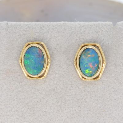 Wert 560 € Opal Ohrringe in 585er 14 K Gelbgold - 81005