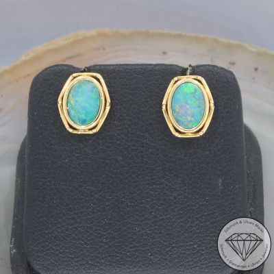 Wert 560 € Opal Ohrstecker 585er 14 K Gelbgold - 81008