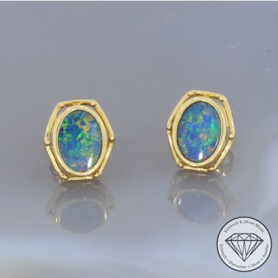 Wert 590 € Opal Ohrstecker 585er 14 K Gelbgold - 81011