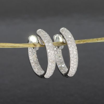 Wert 1990 € Brillant Creolen Ohrringe (0,60 carat) in 750er 18 Karat Weißgold - H207