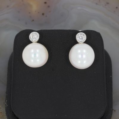 Wert 790 € Brillant Perl Ohrringe in 585er 14 K Weißgold - H151