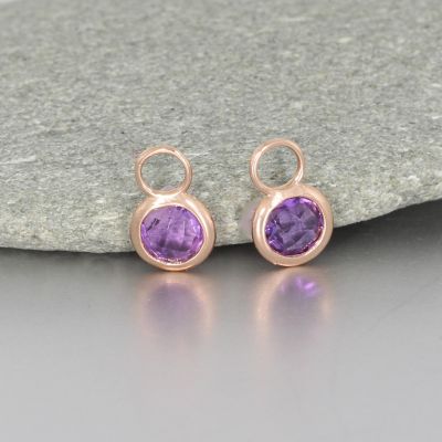 Wert 530 € Amethyst Einhänger für Creolen (0,86 carat) in 585er 14 K Roségold - H1365