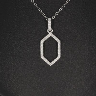 Sale! Wert 1090 € Brillant Anhänger & Kette (0,15 carat) in 750er 18 K Weißgold - H1355
