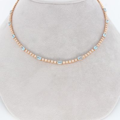 Sale! Wert 9790 € Brillant Topas Collier in 585er 14 K Rosegold - 86613