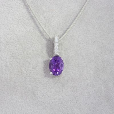 Wert 450 € Brillant Amethyst Anhänger in 750er 18 K Weißgold - H1411
