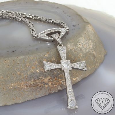 Wert 14490 € Diamant Königs Collier Kreuz in 750er 18 K Weißgold - 86939
