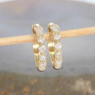 Wert 1250 € Brillant Creolen (0,19 carat) in 585er 14 K Gelbgold - H1437
