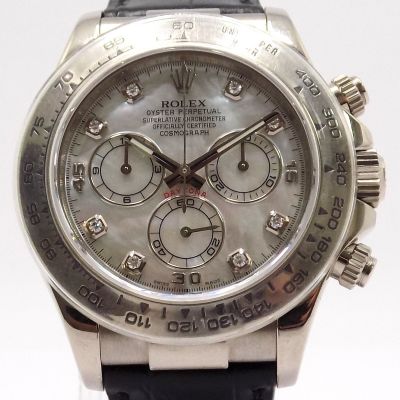 Rolex Daytona MOP Diamond Dial Cosmograph Automatik Uhr Full Set 18 K Gold Leder - 87415