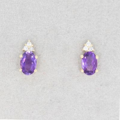 Wert 630 € Brillant Amethyst Ohrstecker in 585er 14 K Gelbgold - H1467