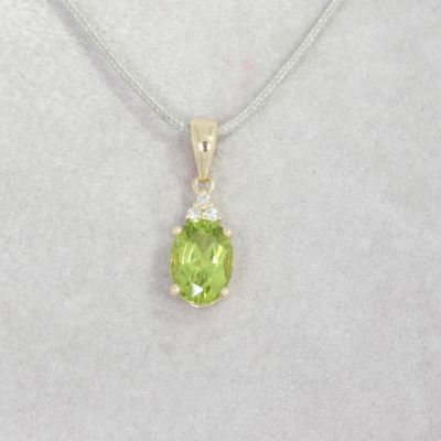 Wert 390 € Brillant Peridot Anhänger in 585er 14 K Gelbgold - H1460