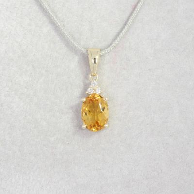 Wert 390 € Brillant Citrin Anhänger in 585er 14 K Gelbgold - H1462