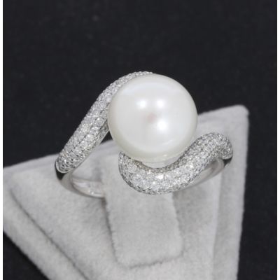 Wert 3390 € Brillant Perl Ring in 750er 18 K Weißgold - 87794