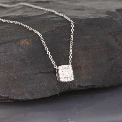 Sale! Wert 950 € Brillant Collier (0,10 carat) in 750er 18 K Weißgold - H351