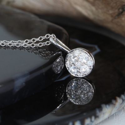 Sale! Wert 960 € Brillant Anhänger & Kette (0,20 carat) in 750er 18 K Weißgold - H1528