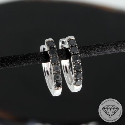 Sale! Wert 800 € schwarze Diamant Creolen (0,27 carat) in 585er 14 K Weißgold - H1637