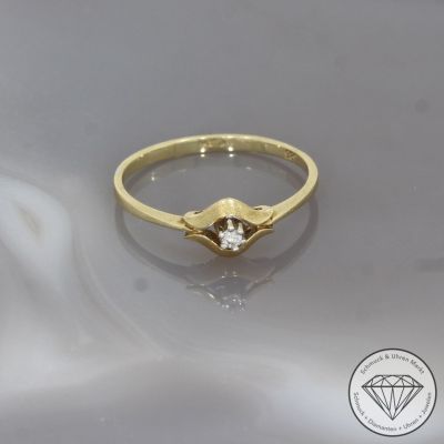 Wert 490 € Solitär Brillant Ring in 585er 14 K Gelbgold - 90039