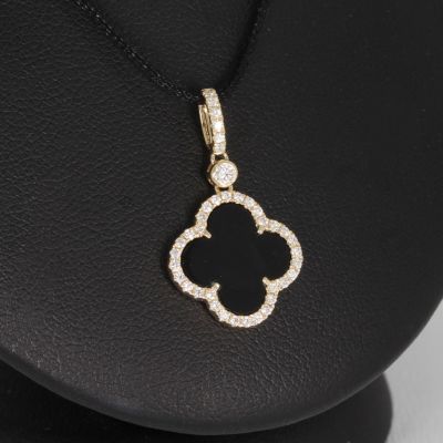 Wert 1590 € Brillant Onyx Anhänger in 585er 14 K Gelbgold - H482