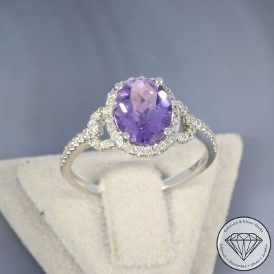 Wert 1880 € Brillant Amethyst Ring in 585er 14 K Weißgold - 91389
