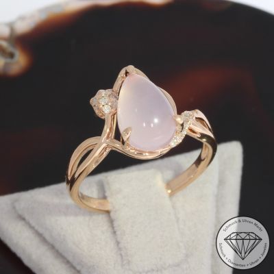 Sale! Wert 1550 € Brillant Rosenquarz Ring in 750er 18 K Roségold - 91492