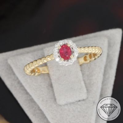 Sale! Wert 1450 € Bicolor Brillant Rubin Ring in 585er 14 K Gold - 91689