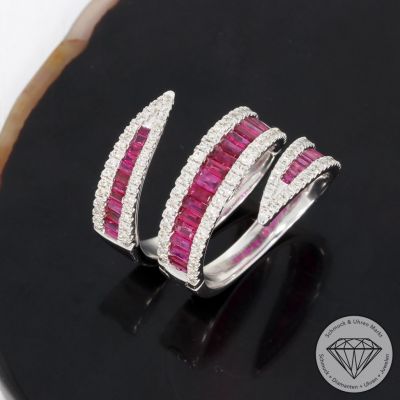 SALE! Wert 5990 € Brillant Rubin Ring in 585er 14 K Weißgold - 91724