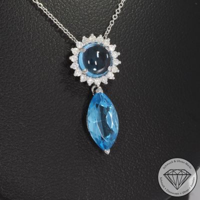 Sale! Wert 1250 € Brillant Topas Collier in 750er 18 K Weißgold - 91832
