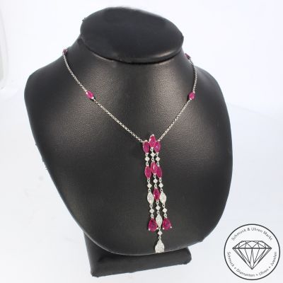 Wert 4950 € Brillant Diamant Rubin Collier in 750er 18 K Weißgold - 91862