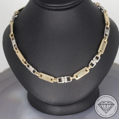 Wert 5900 € Bicolor Plättchen Steigbügel Kette (26,2 Gramm) in 585er 14 K Gold - 91901