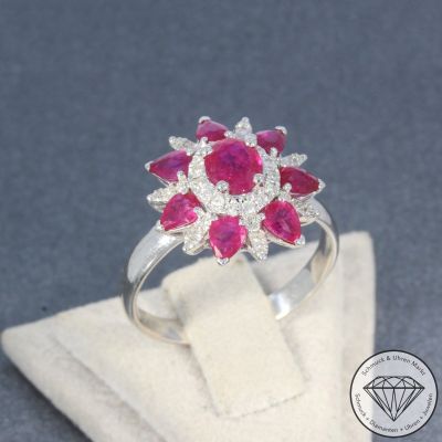 Wert 2190 € Brillant Diamant Rubin Ring in 750er 18 K Weißgold - 92031
