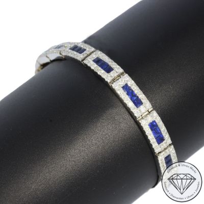 Wert 11200 € Brillant Saphir Armband in 750er 18 K Weißgold - 92262