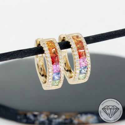 Wert 3090 € Brillant Saphir Creolen in 585er 14 K Gelbgold - H619