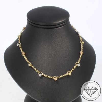 Wert 1350 € Tricolor Kugel Collier in 585er 14 K Gold - 93105