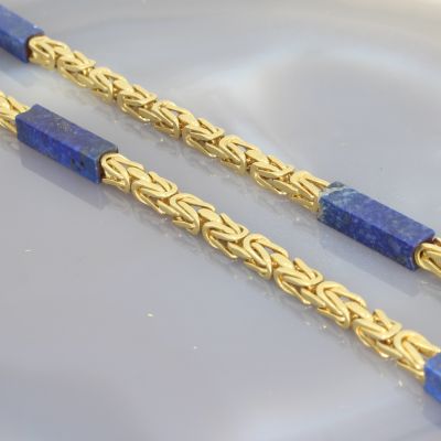 Wert 19200 € Lapislazuli Königs Kette (endlos) in 750er 18 K Gelbgold - 94120