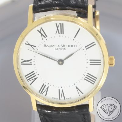 Wert 3900 € Baume & Mercier Classima 65620 Quarz Uhr Full Set 18 Karat Gold Lederarmband - 94425