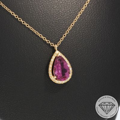 Sale! Wert 1790 € Brillant Turmalin Anhänger mit Kette in 750er 18 K Roségold - 94845