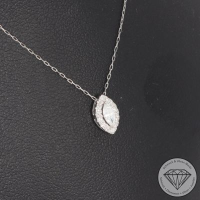 Sale! Wert 990 € Brillant Diamant Anhänger & Kette in 750er 18 K Weißgold & 900er Platin - H651