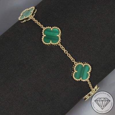 Wert 3390 € Malachit Armband in 585er 14 K Gelbgold - H1044