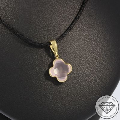 Wert 450 € Rosenquarz Anhänger (2,55 carat) in 585er 14 K Gelbgold - H788