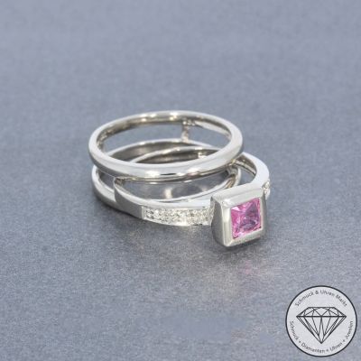 Sale! Wert 1700 € zweiteiliger Brillant Saphir Ring in 750er 18 K Weißgold - 95634